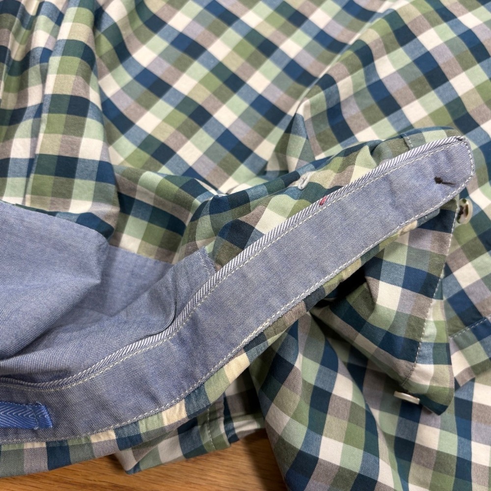 Tommy Bahama Jeans Plaid Long Sleeve Button Up Shirt Men Large Casual Green Blue - Picture 15 of 16